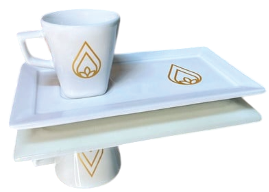 Xícara de Café com Pires Plateau 65ml Porcelana Luxo