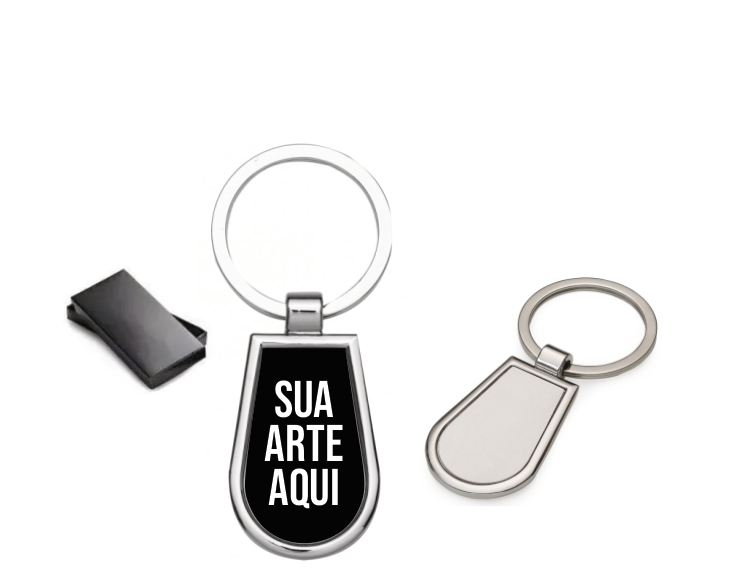 Chaveiro de metal formato gota C/ Caixa
