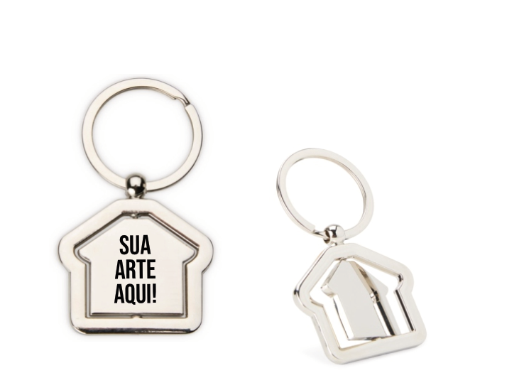 Chaveiro metal giratório formato casa