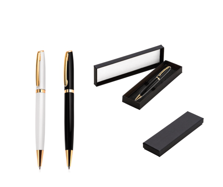 Estojo Com Caneta Metal Detalhes Dourado